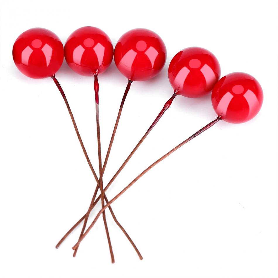 50 Pcs Artificial Red Holly Berry Christmas DIY Home Garden Decorations Christmas Supplies