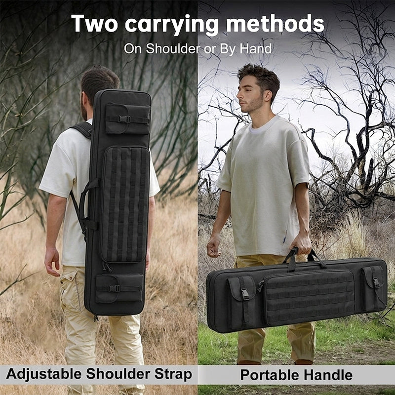 120cm & 90cm Tactical Rifle Bag, Durable Gun Case for Hunting & Shooting – Rifle/Shotgun Backpack with Pistol Holster