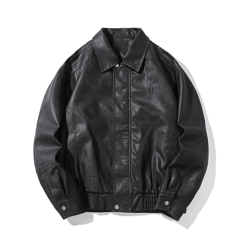 PU Leather Jacket Men  Motorbike Biker Coat