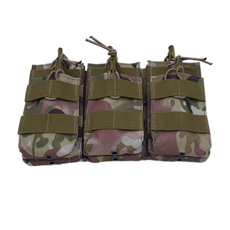 Triple Open-Top Tactical Rifle Magazine Pouch Holder for .223 / 5.56, Universal M4 M16 M14 Mag Carrier Bag