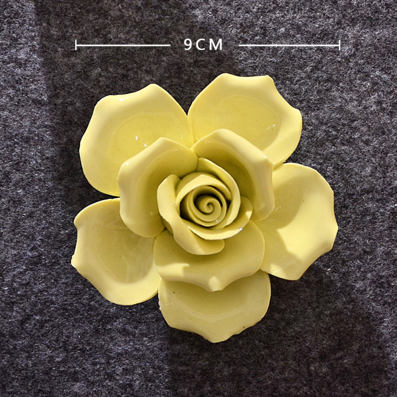 Ceramic 3D Wall Flowers - Hand-Painted Peony, Rose & Camellia Wall Decor for Wedding & Gift