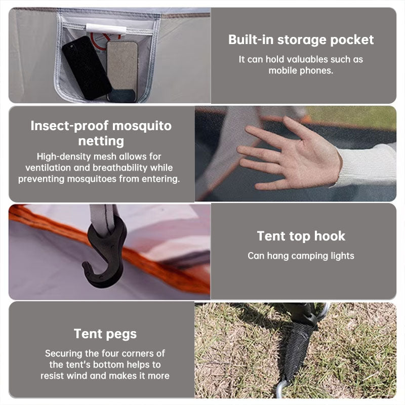 3-12 Person Double Layer 2-Bedroom Family Tunnel Camping Tent Waterproof Windproof UV Resistant for Outdoor Hiking & Camping