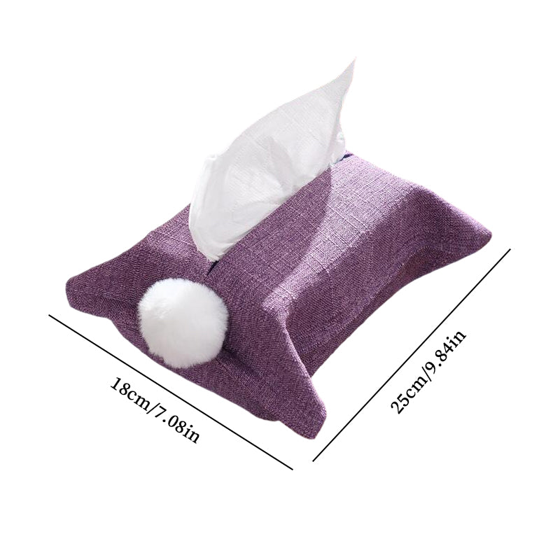 Chenille Tissue Cover & Napkin Organizer - Soft Plush Cloth Dispenser for Kitchen, Bathroom, Car