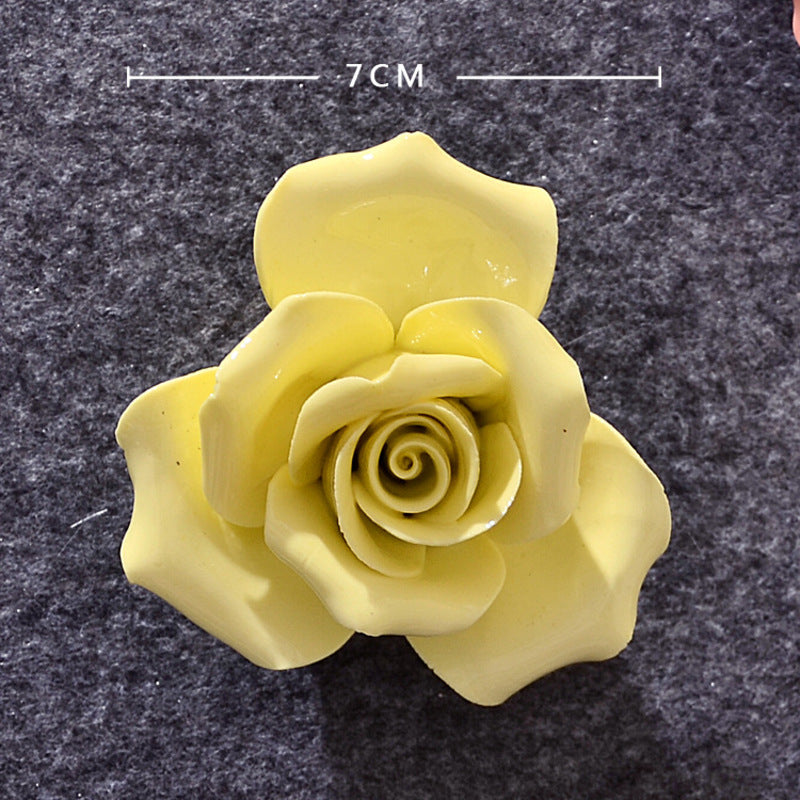 Ceramic 3D Wall Flowers - Hand-Painted Peony, Rose & Camellia Wall Decor for Wedding & Gift