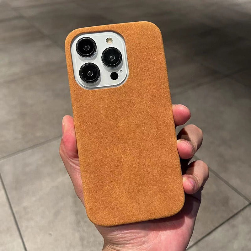 Suitable for iphone14promax mobile phone case suede pattern Apple 13 half package 12 anti-fall 11 net celebrity men's leather case