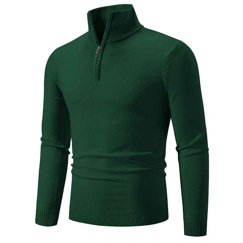 2023 Men's Plus Size Fleece Zip Mock Neck Sweater