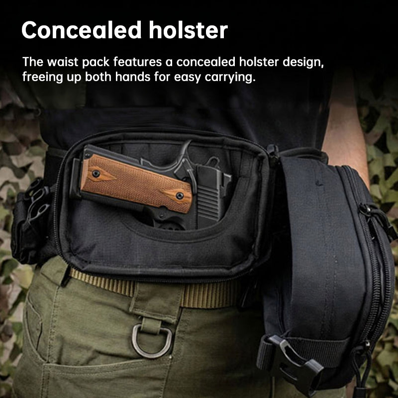 Tactical Gun Holster Waist Pack for Glock & 1911 – EDC Concealed Pistol Belt Pouch for 9mm, Hunting & CS Airsoft Gear