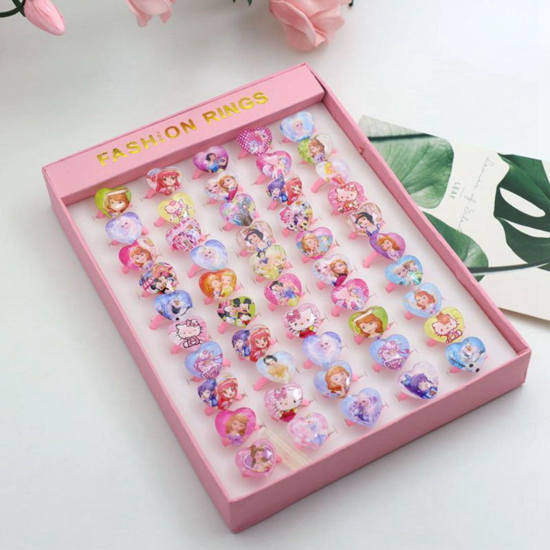 Korean Cartoon 50 pcs Resin Ring Acrylic Children's Toys Plastic Ring Girl Gifts