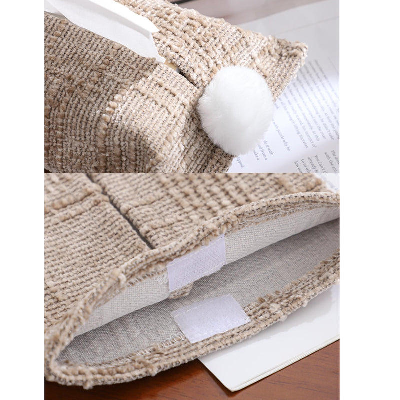 Chenille Tissue Cover & Napkin Organizer - Soft Plush Cloth Dispenser for Kitchen, Bathroom, Car