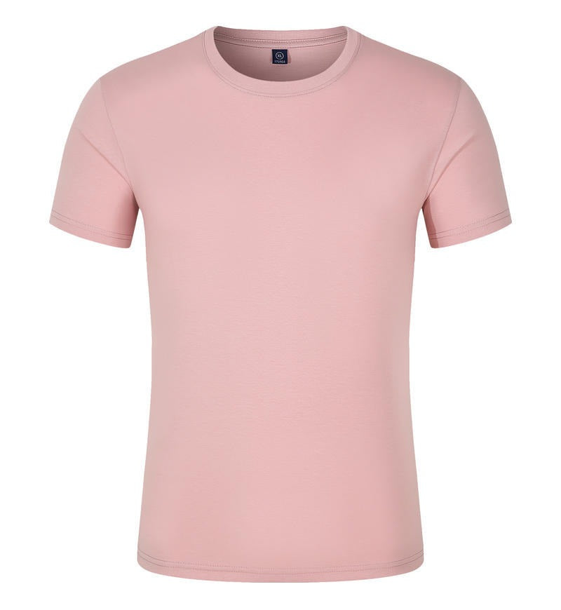 50 count double yarn mercerized cotton short sleeved work suit t-shirt round neck men's and women's t-shirt