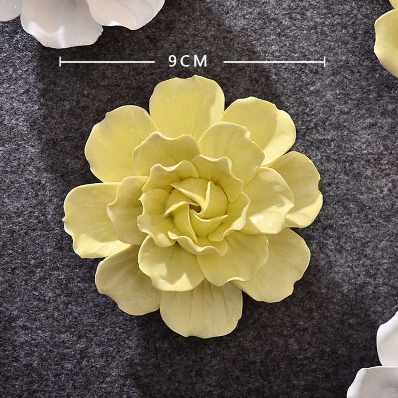 Ceramic 3D Wall Flowers - Hand-Painted Peony, Rose & Camellia Wall Decor for Wedding & Gift