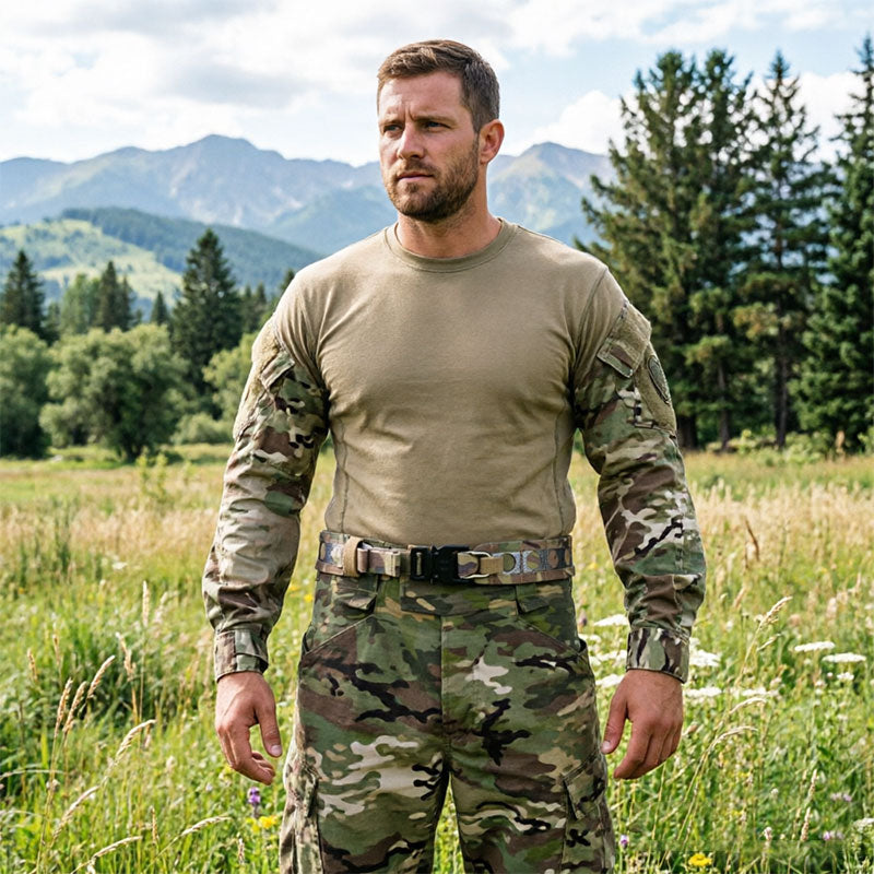 Tactical Two-Layer Battle Belt with Quick Detach Metal Buckle, MOLLE Hunting Combat Waist Belt for Airsoft Gear