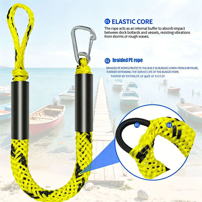 Bungee Dock Lines for Jet Ski & Kayak, Heavy Duty Stretch Mooring Rope for PWC, Pontoon, Sea-Doo, WaveRunner