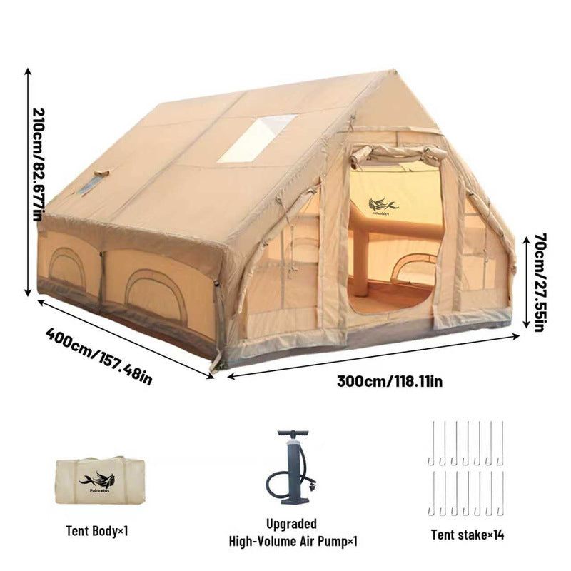 Large Inflatable Glamping Tent with Skylight, Breathable Mesh Air Tent for Summer Camping & Backpacking