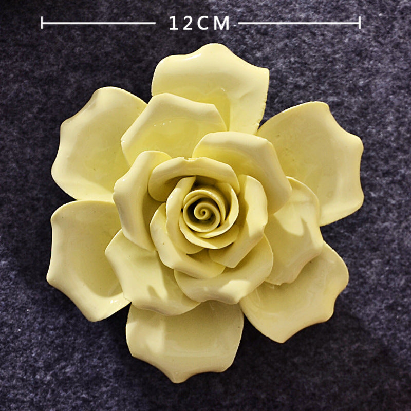 Ceramic 3D Wall Flowers - Hand-Painted Peony, Rose & Camellia Wall Decor for Wedding & Gift