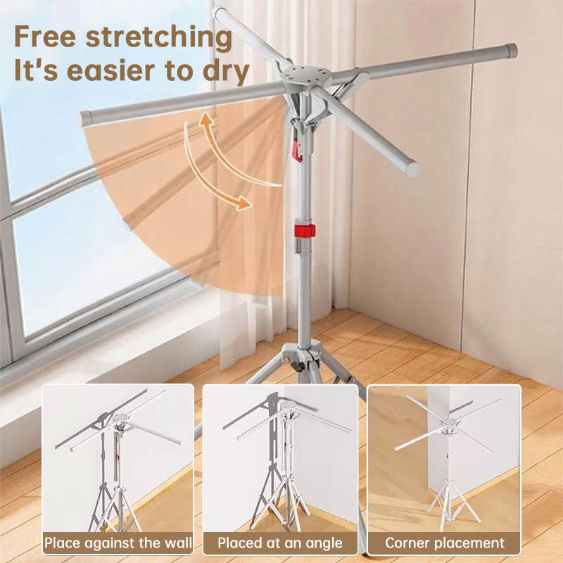 Foldable Octopus Style Standing Clothes Drying Rack – Portable Rotating Laundry Hanger for Balcony, Black