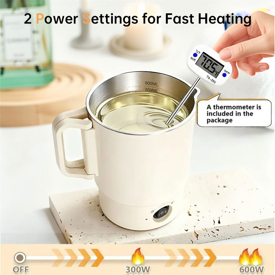 A47U 800ml Electric Wax Kettle, Candle Making Pouring Pot with Thermometer, DIY Craft Tool Kit for Beginners, UK Plug