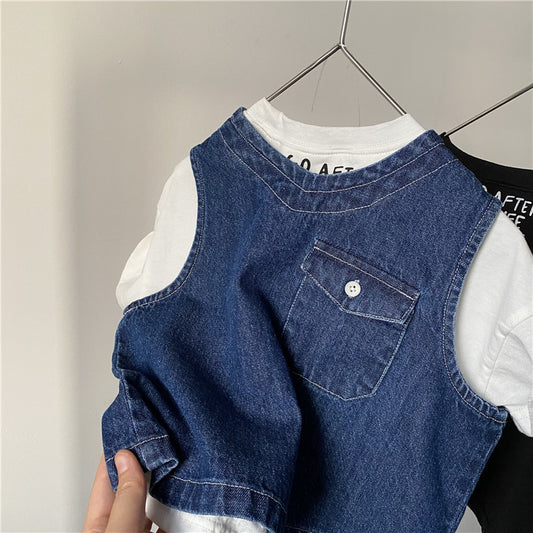 Sleeveless soft denim vest