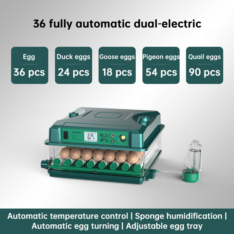 24/36 Egg Incubator Fully Automatic, Auto Turner & Temp Control, Dual Power 220V/12V Mini Poultry Hatcher for Chicken Duck