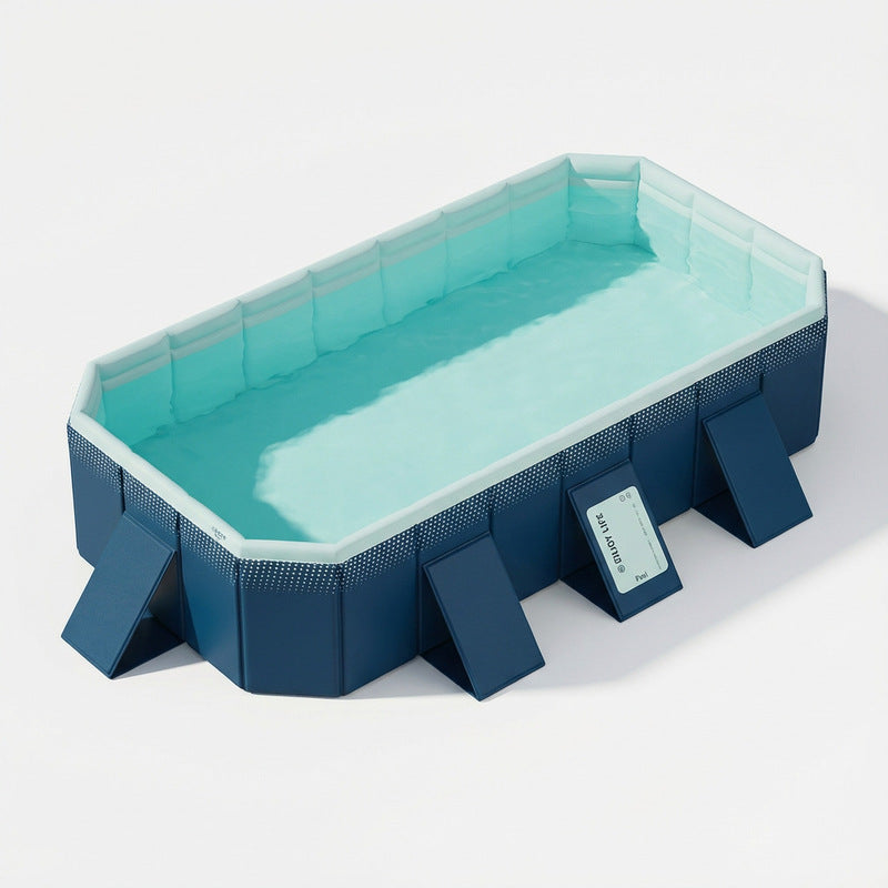 Large Foldable Rectangular Family Swimming Pool, Non-Inflatable Above Ground Pool, Easy Setup Outdoor Pool for Adults and Kids