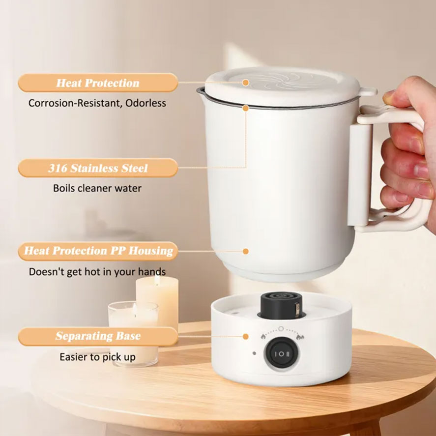 A47U 800ml Electric Wax Kettle, Candle Making Pouring Pot with Thermometer, DIY Craft Tool Kit for Beginners, UK Plug