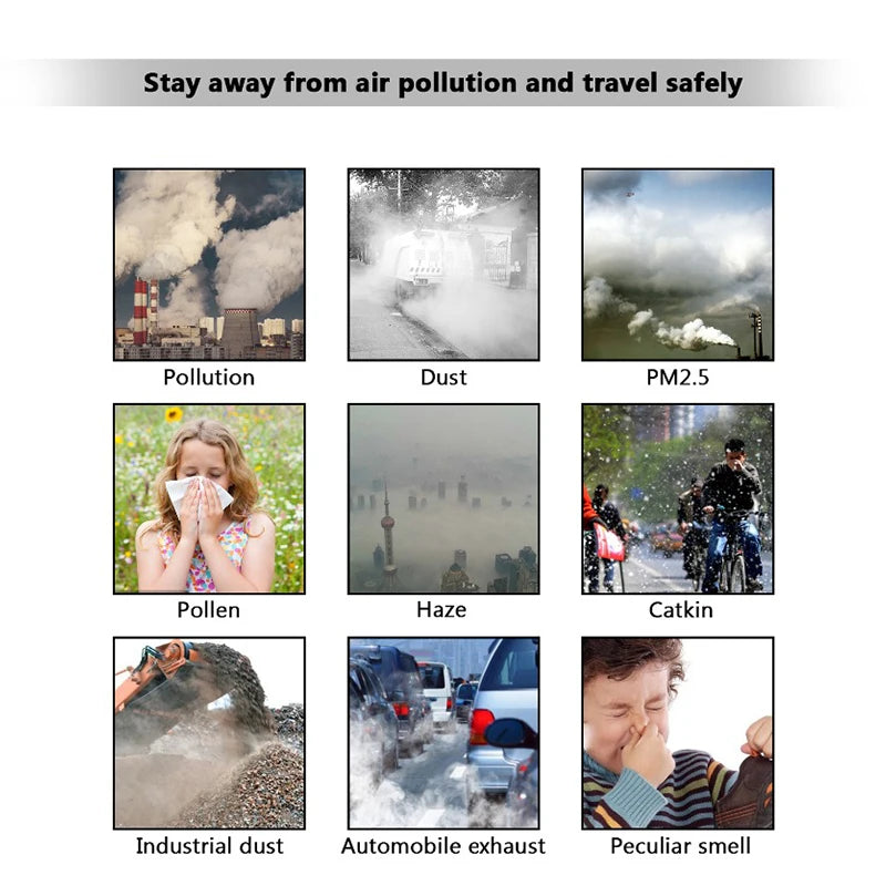 Dust Mask PM2.5 Neoprene Smog Fog Motorbike Riding Face Mouth Custom Air Filter Wholesale Anti Odor Smoke Dust Maske Health